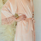 Comfortable and elegant velvet robe with lace sleeves, a one size fits all design for the entire bridal party