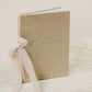 Vow book with a luxurious velvet cover, embossed with 'vows', and a wide selection of ribbon colors for the spine tie
