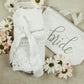 White Cotton Robe for Bride Getting Ready with Floral Lace Detail