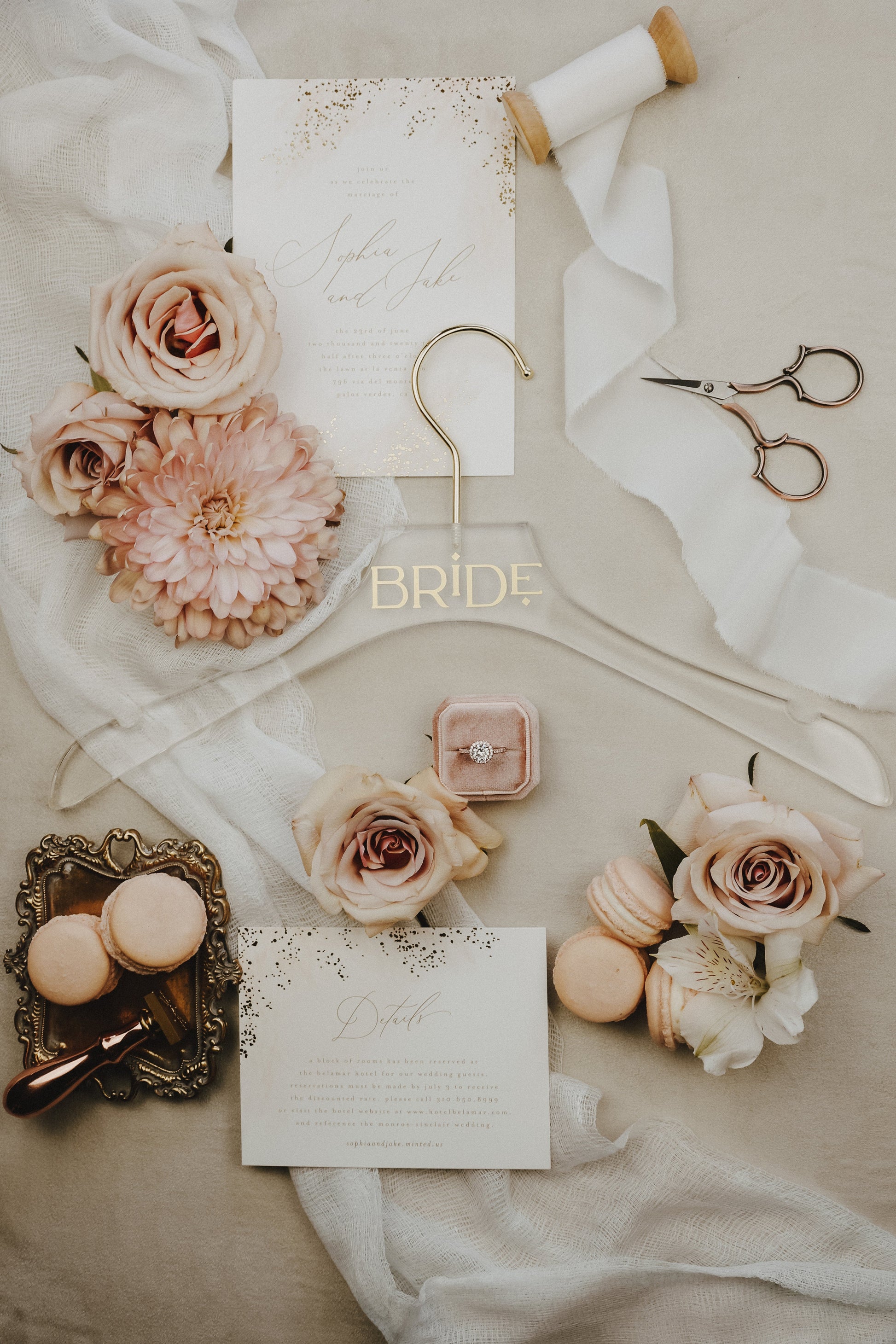 Choose your text color: Personalized acrylic hanger for wedding dresses with name in multiple metallic and neutral tones