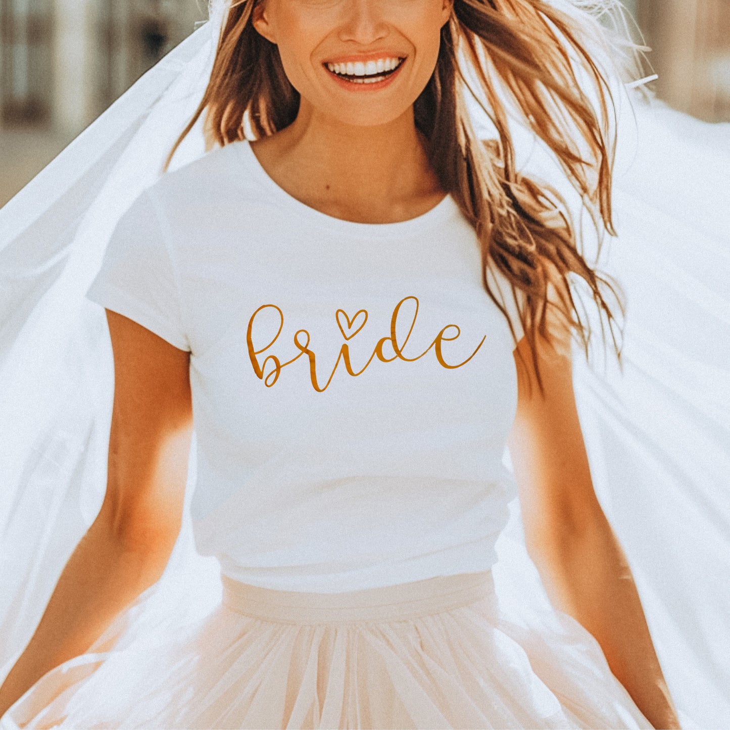 White T-Shirt with Bride in Calligraphy