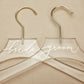 Champagne lettering on an acrylic hanger, a special keepsake for the bride's wedding day.
