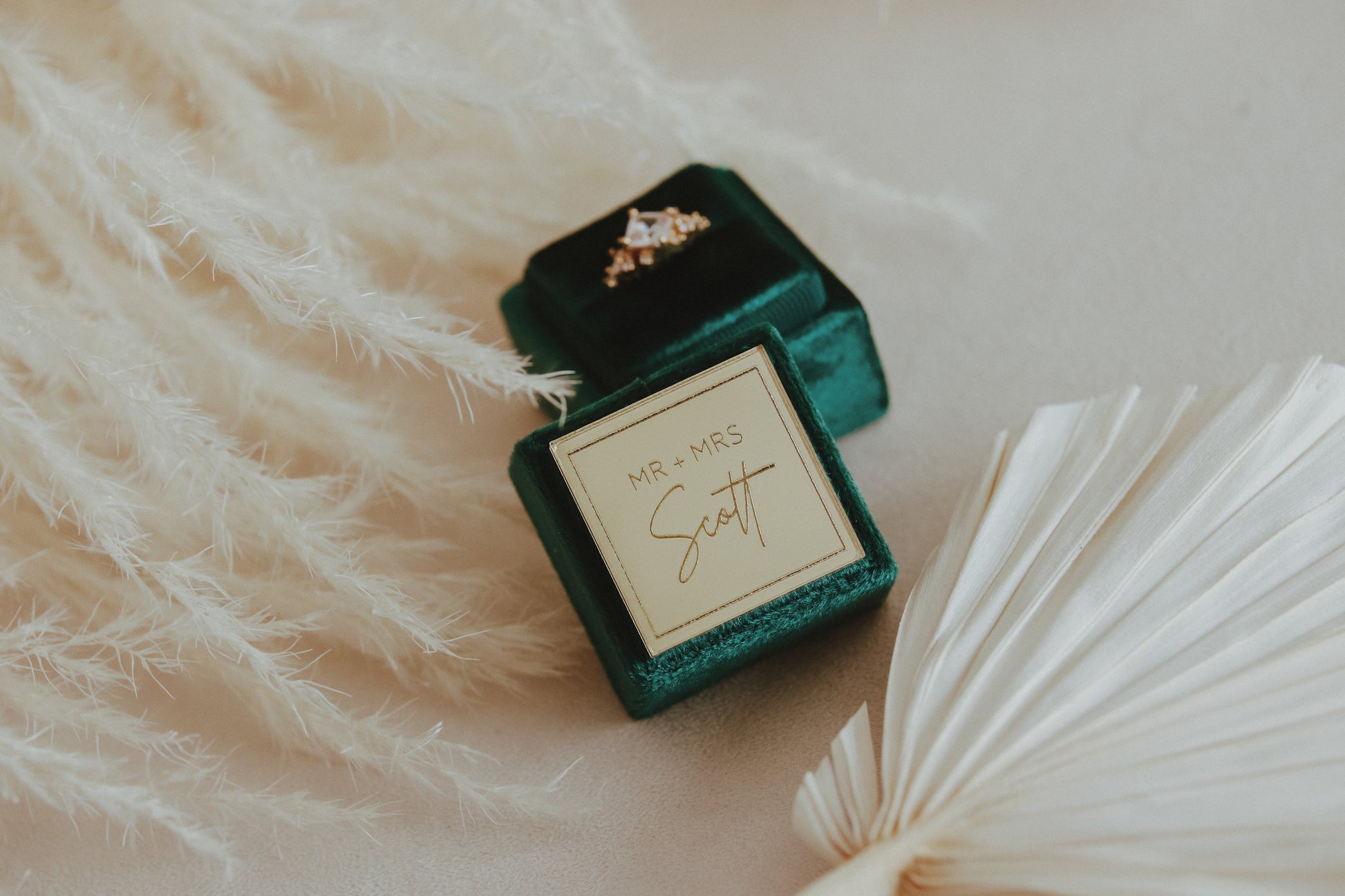 Your Rings Will Look Great Coming Down the Aisle in a Velvet Ring Box Personalized with Each of Your Names