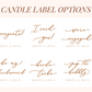 Text Options for Calligraphy on Personalized Wedding Candle Gift