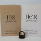 Custom vow books, 3.5" wide and 5.5" tall, with printed names and date, handmade with a soft touch cover