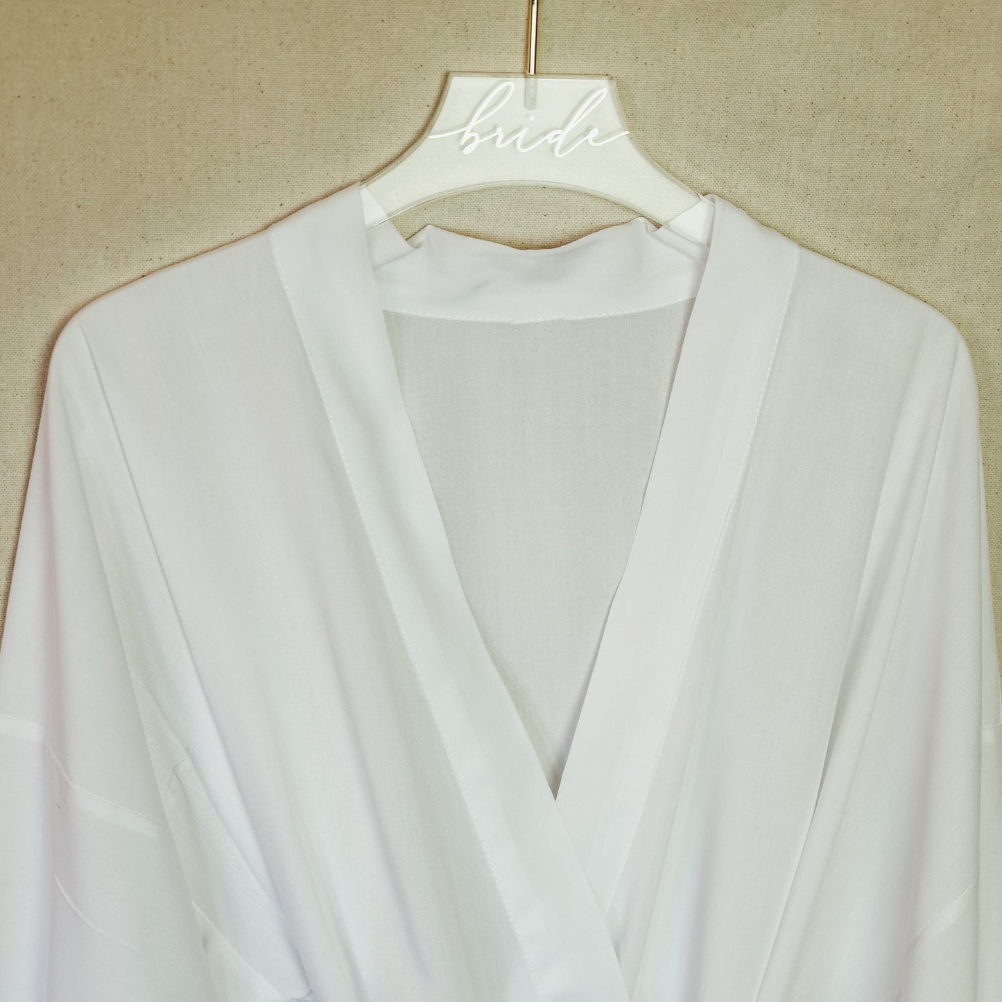Bride Getting Ready Robe in White Soft Cotton Detail with Personalized Hanger