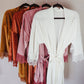 Plush velvet bridesmaid robe with elegant lace trim on the sleeves, one size