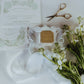 Velvet Ring Box in Flat Lay Personalized with Bride and Groom Names