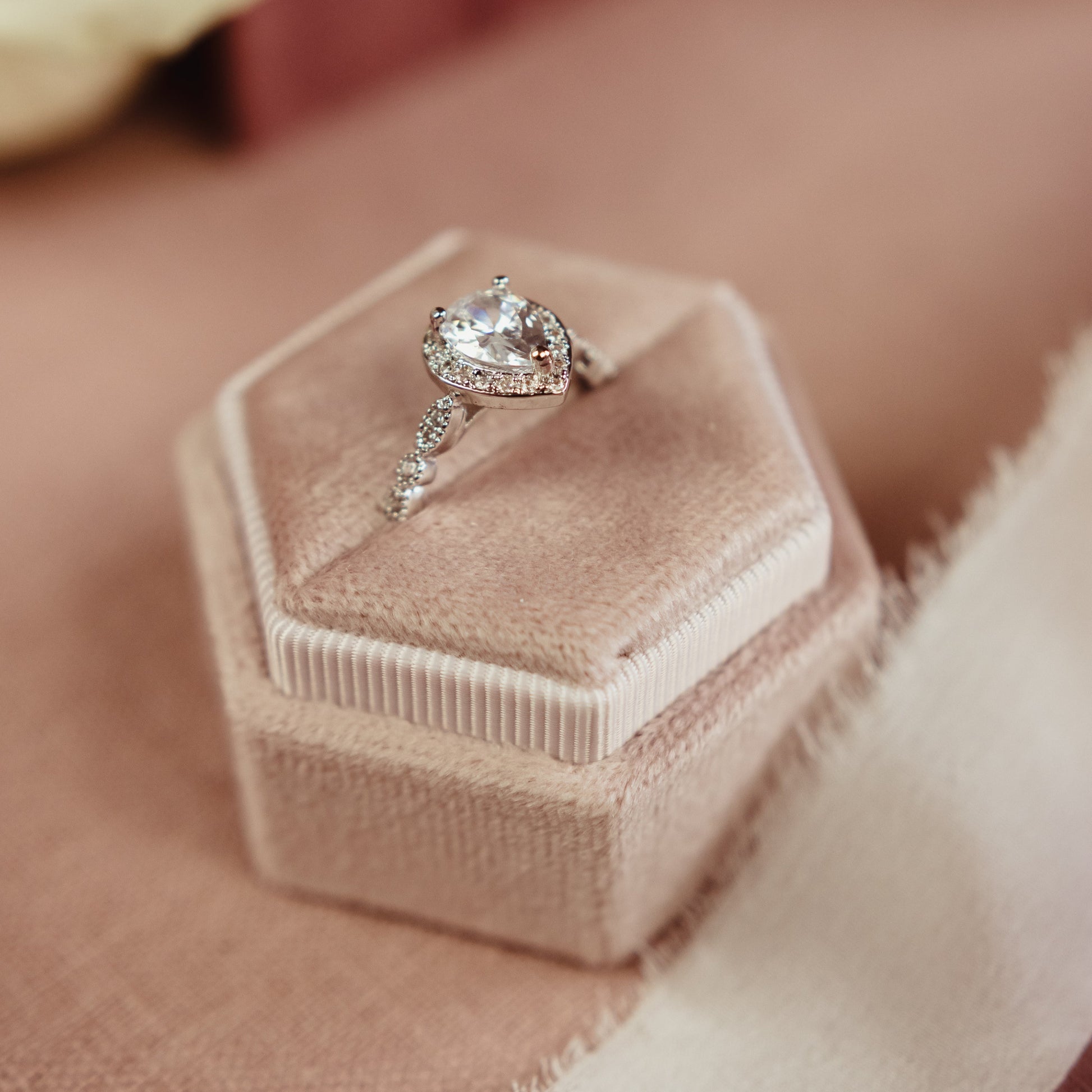 Protect Your Engagement Ring in a Beautiful Velvet Ring Box from Ribbon & Rings Available in a Wide Variety of Colors
