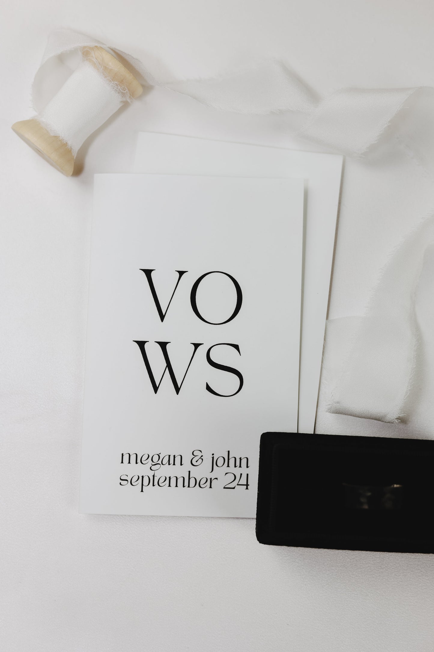 Wedding vow books, 3.5"x5.5", with personalized foiled names and date, handmade with a soft touch cover