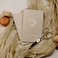 Personalized vow books with a soft touch cover and foiled text, handmade and 3.5"x5.5" in size