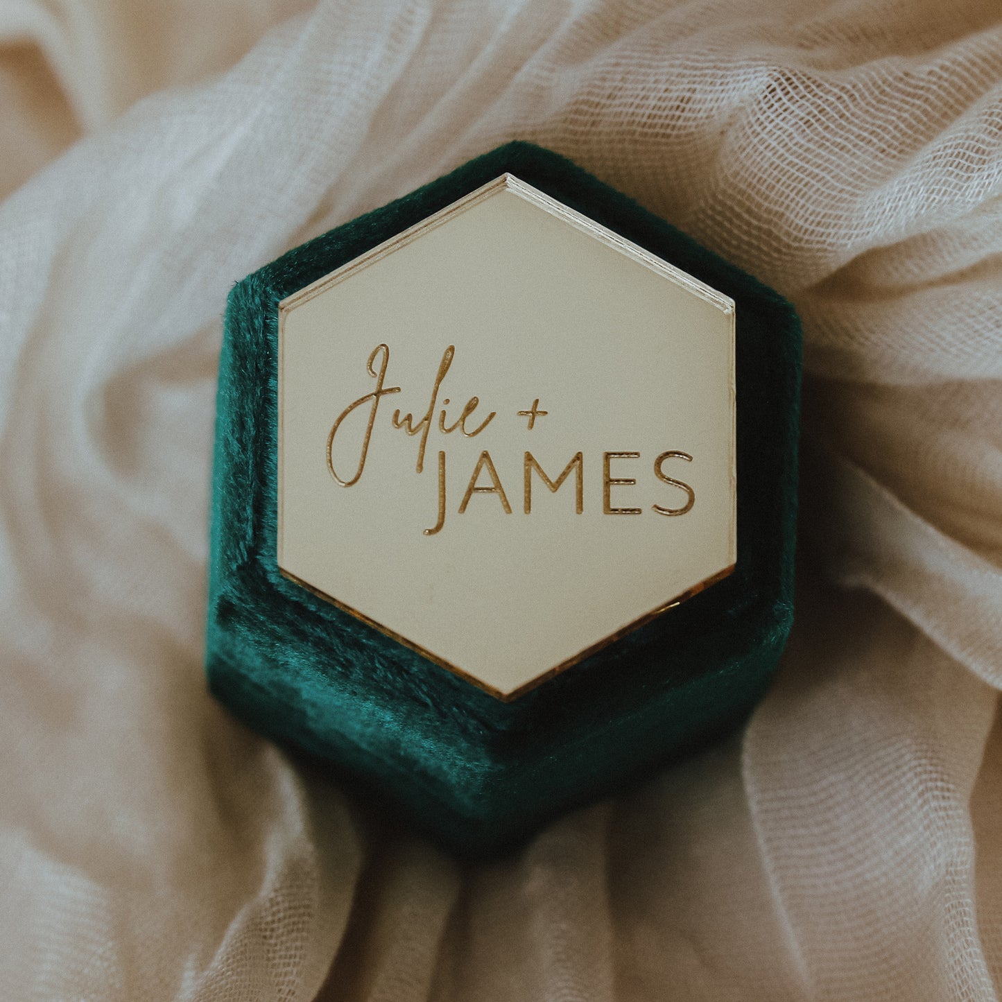 Bride and Groom Personalized Velvet Ring Box Engagement Gift for Wedding Proposal