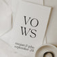 Elegant, pocket-sized vow books with personalized printed text, handmade for wedding ceremonies