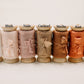 List of ribbon colors available for hand dyed silk ribbon with raw edge