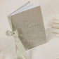 Velvet Vow Book with Silver Cover and Sage Ribbon Tie