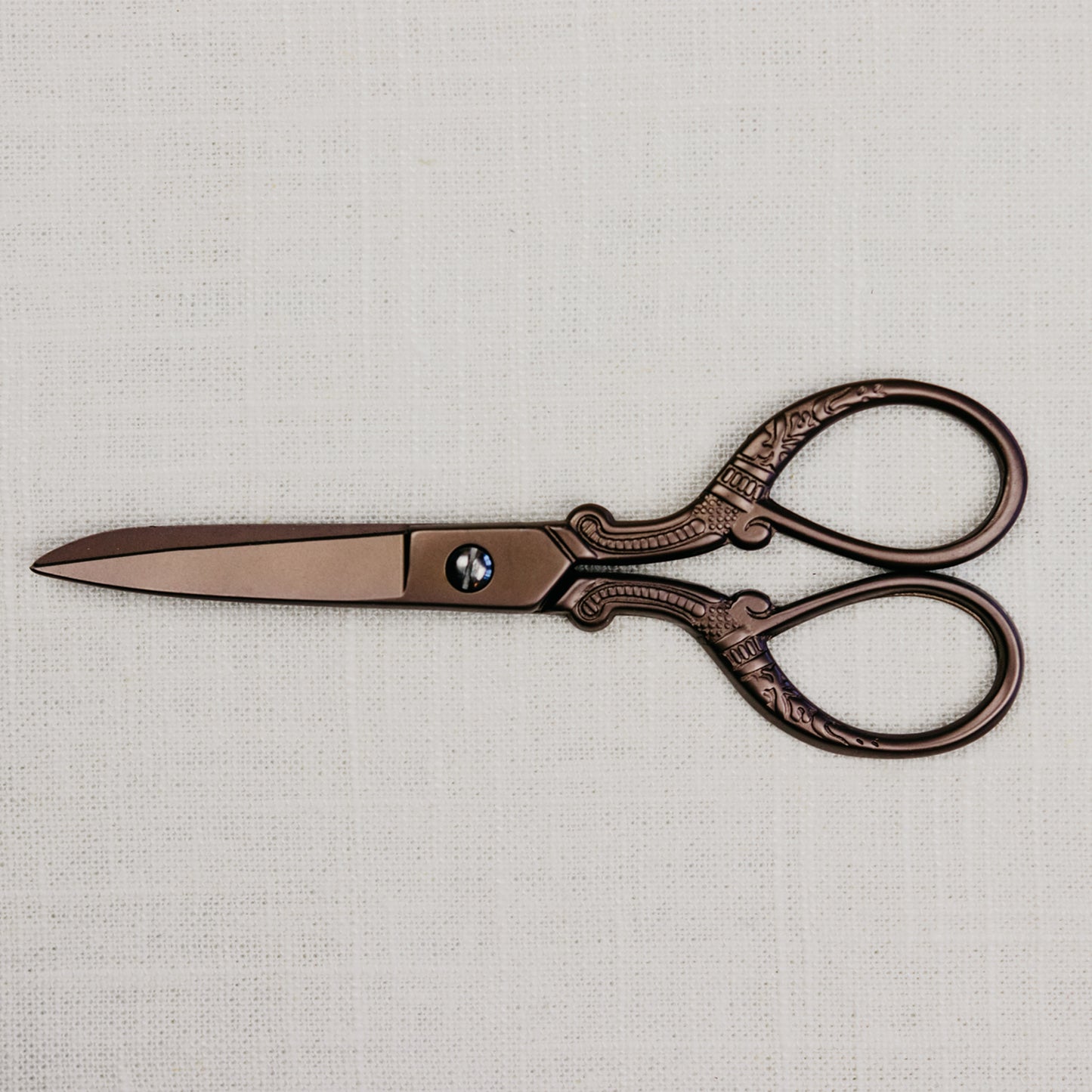 Flat Lay Photography Scissors Side View in Bronze Finish