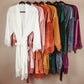 Elegant velvet bridesmaid robe with lace sleeve details, a stylish one size option