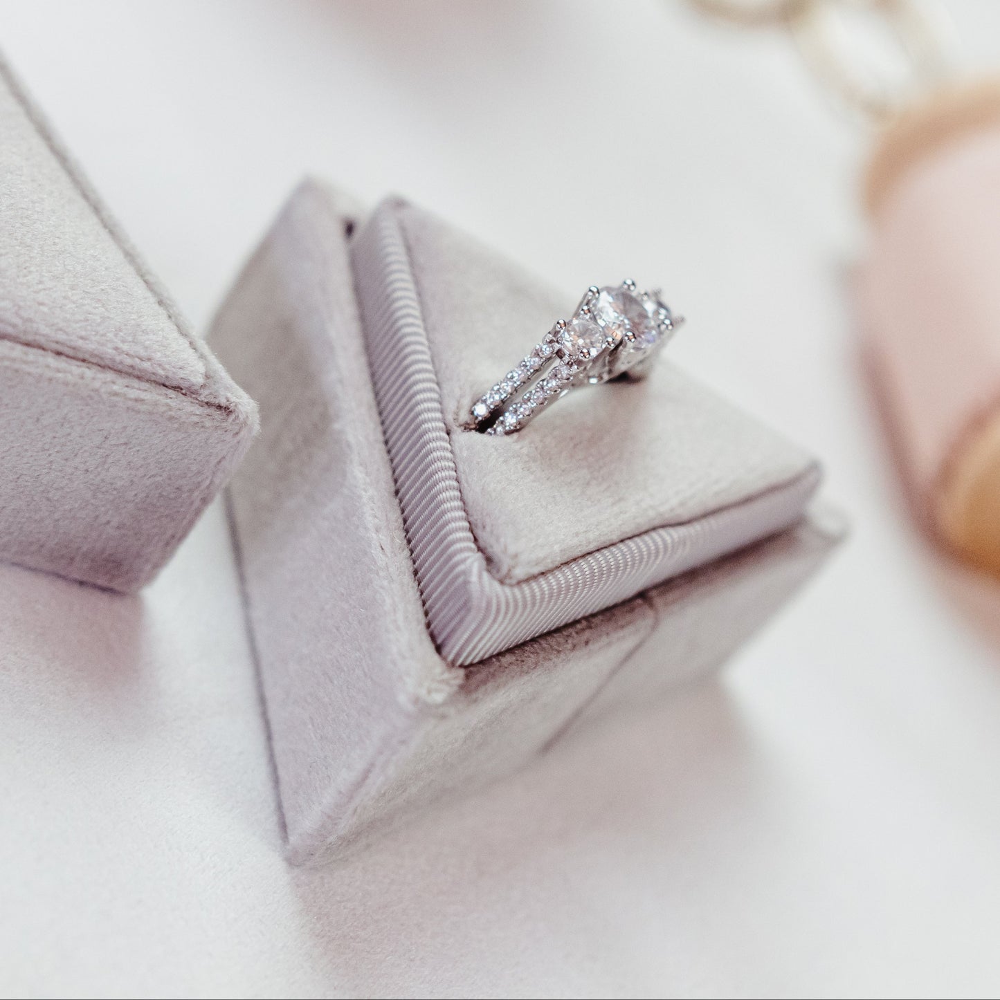 Flat Lay Photography Props for Styling Wedding Detail Photos Triangle Ring Box