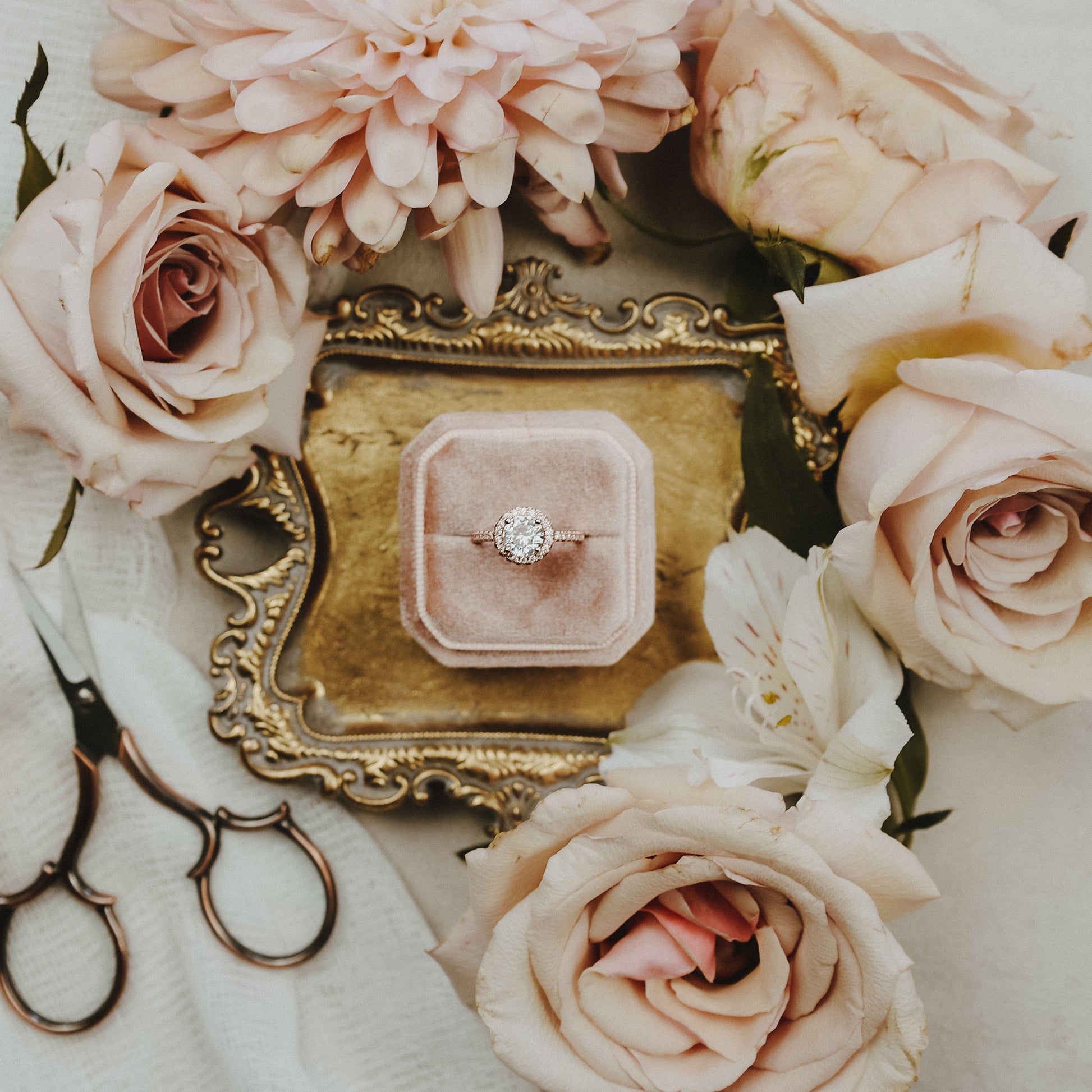 Pink Velvet Ring Box for Wedding Ceremony and Marriage Proposal