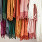 Sophisticated velvet robe with lace sleeve accents, perfect for bridesmaids of all sizes