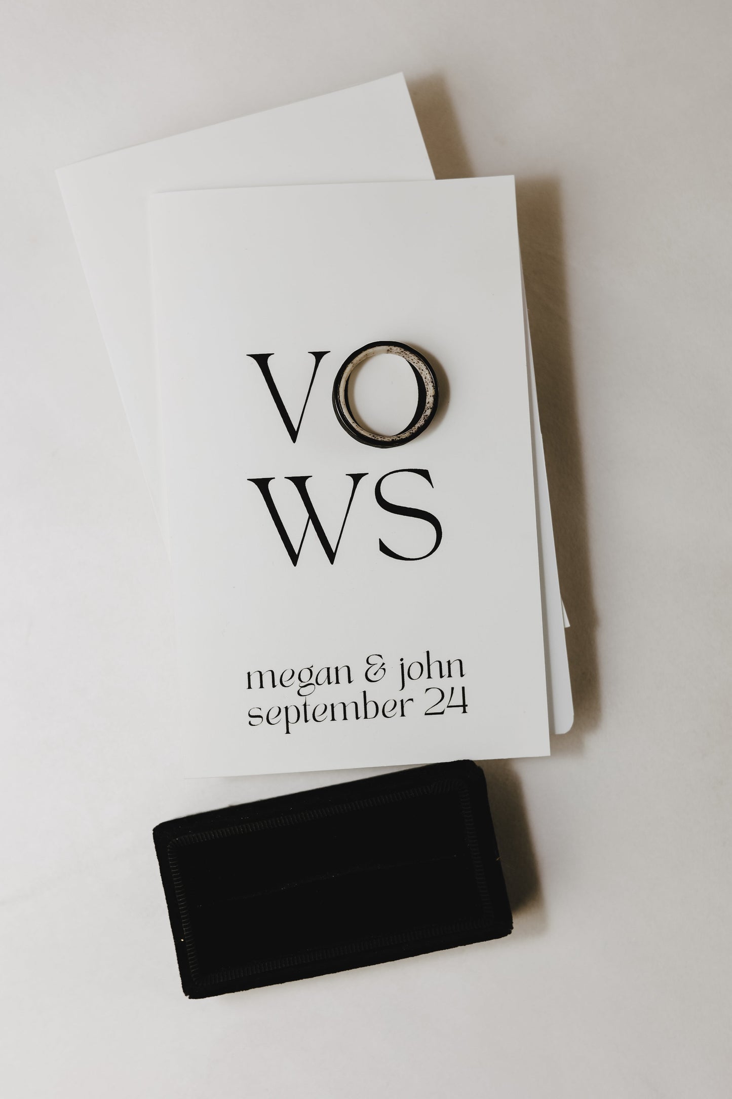 Keepsake vow books, handmade and personalized with foiled details, perfect for wedding vows