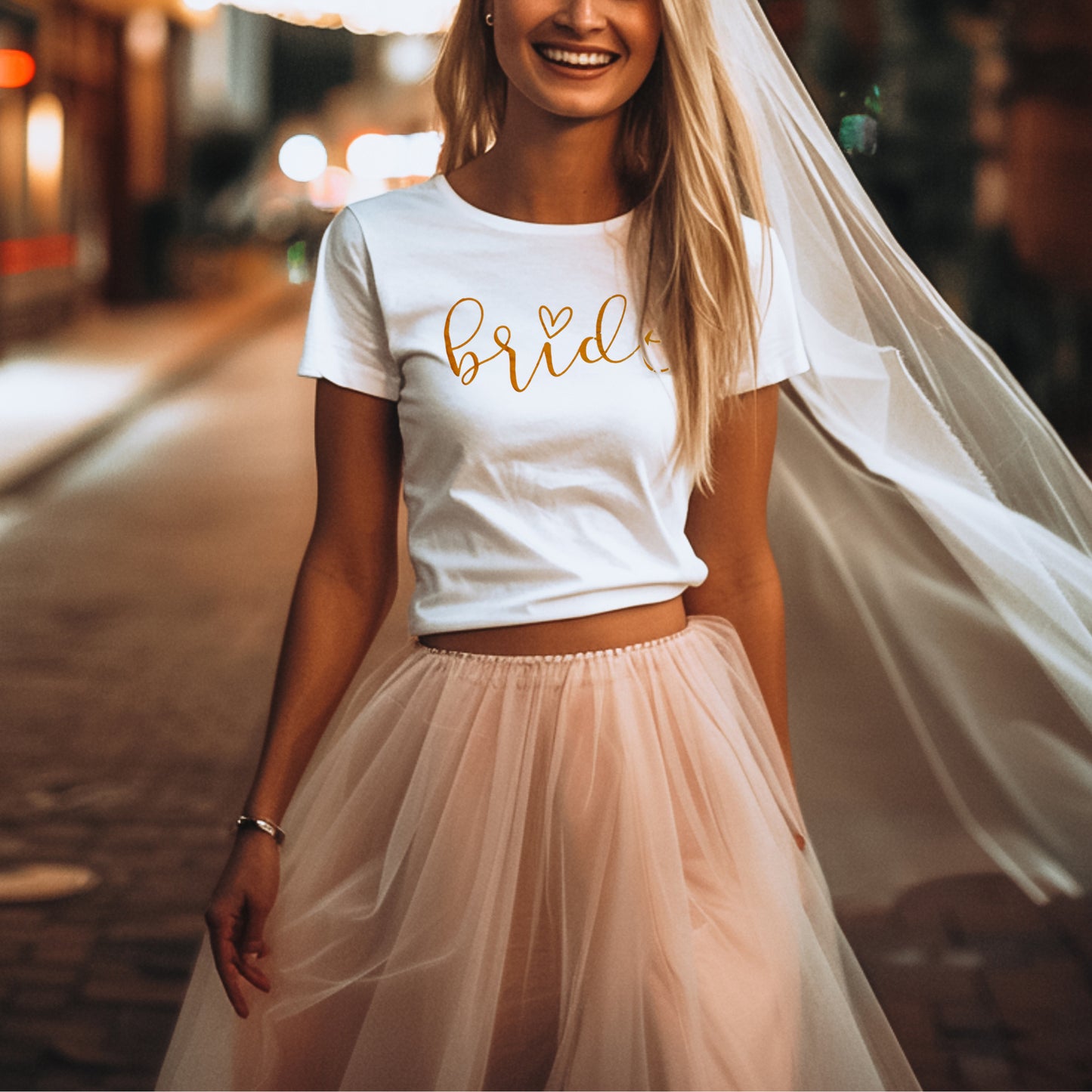 Bride in Cute Shirt for Bachelorette Party
