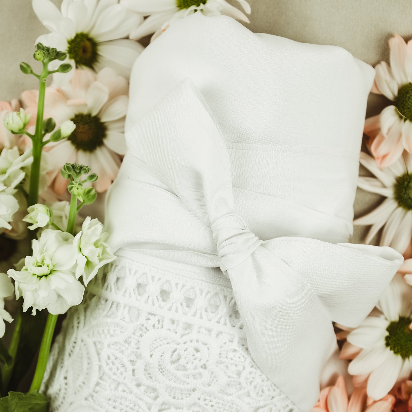 Bridal Shower Gift for Bride to Get Ready in White Cotton Robe with Floral Sleeve Detail