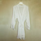 White Getting Ready Robe Gift for the Bride in Soft Cotton with Lace Flowers on the Sleeves