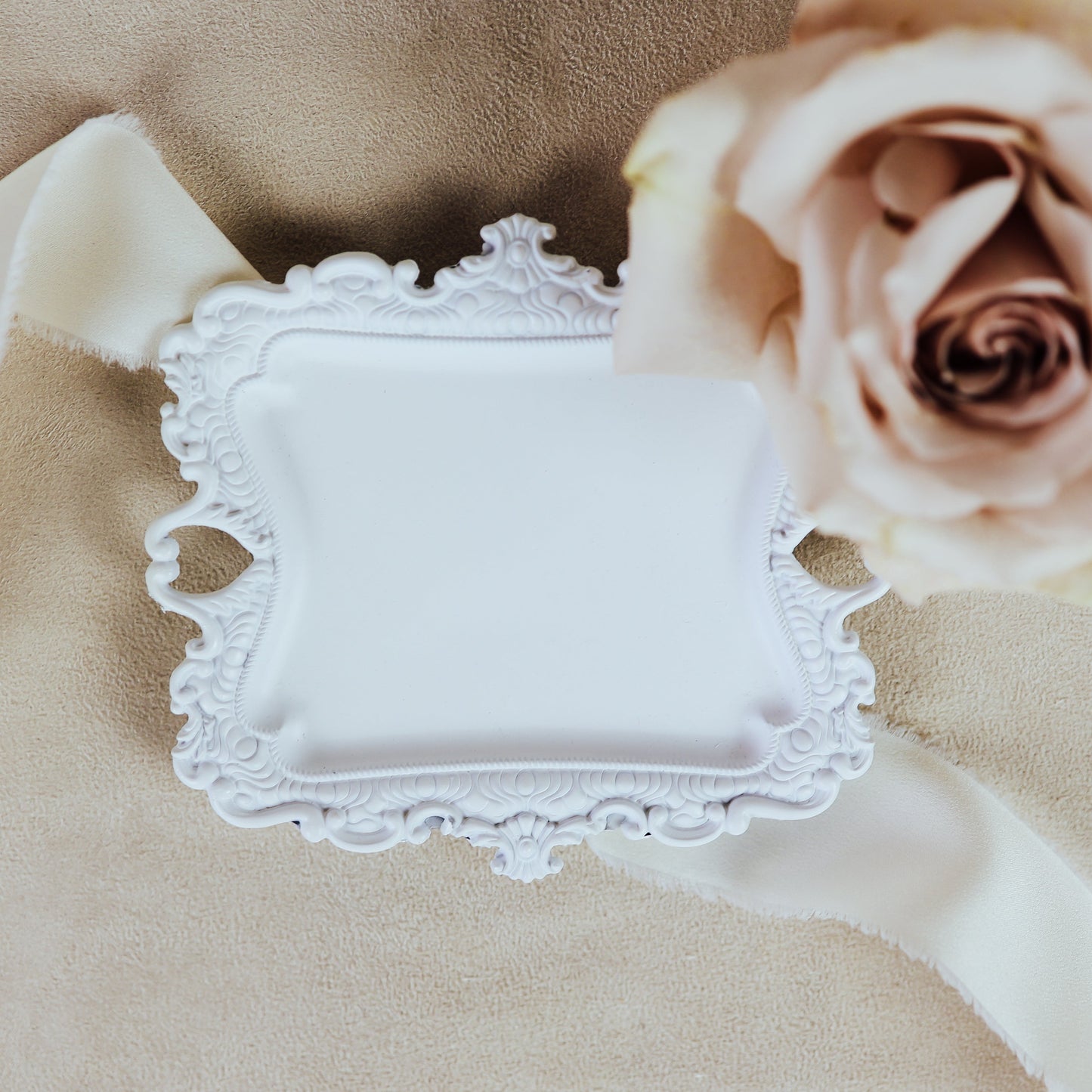 Flat Lay Styling Tray Ring Dish Vintage Style White